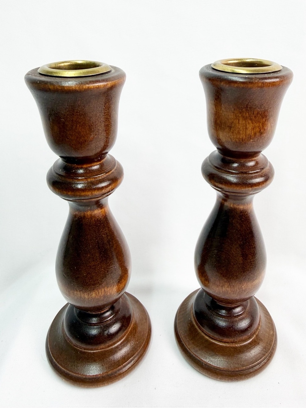Vintage MCM Wood Taper Candle Sticks